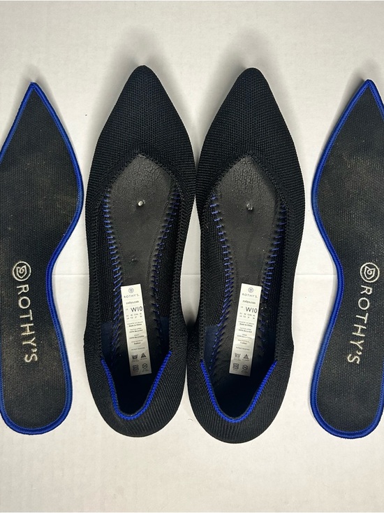 Rothy's Size 10 Black The Point II Knit Ballet Flats with Blue Trim - Picture 8 of 9